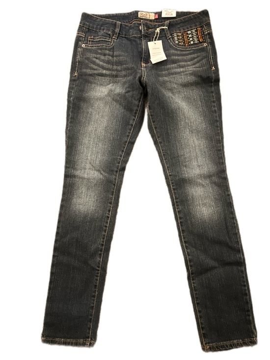 SO Denim - Women's Dark Blue Skinny Jeans with Beaded Pocket